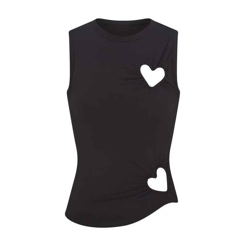 kliou Heart Hollow Women 2 Piece Set Summer Casual Sleeveless O-neck VestsHigh Waist Skinny Pants Female Basic Streetwear 250523