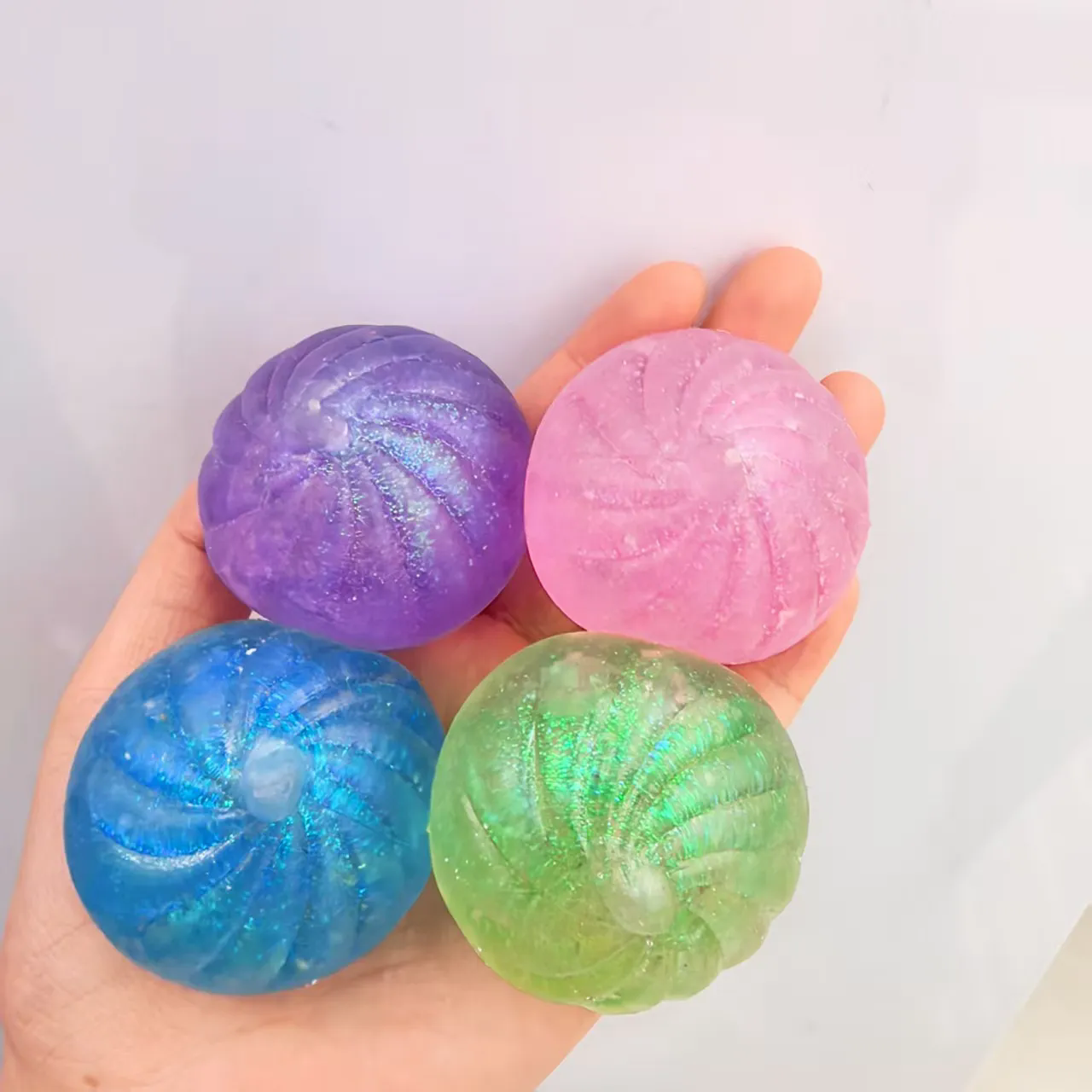 Colored Glitter Squishy Dumpling Slow Rebound Stress Relieving Balls Small Bun Squishy Toy Decompression Toy Wholesale