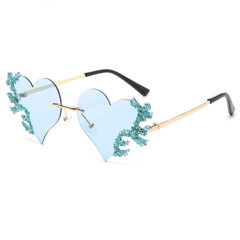2026 Designer Sunglasses Personalized Diamond Inlaid Sunglasses Exaggerated Heart shaped Teardrop Sunglasses Women's Water Diamond High end Sungl