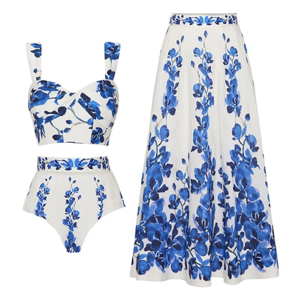 2Pcs Push Up Swimsuit Long Skirt Sexy Women Bikini Cut Out Swimwear High Waisted Biquini Female Bathing Suit Slimming Beachwear 260512 - view 5