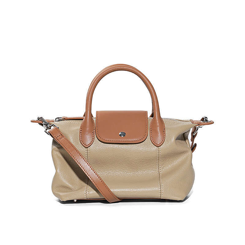 New Top Layer Cowhide Color Block Dumpling Bag Genuine Leather Large Capacity Niche High End Versatile Commuter Crossbody Shoulder Bag For Women SENYY