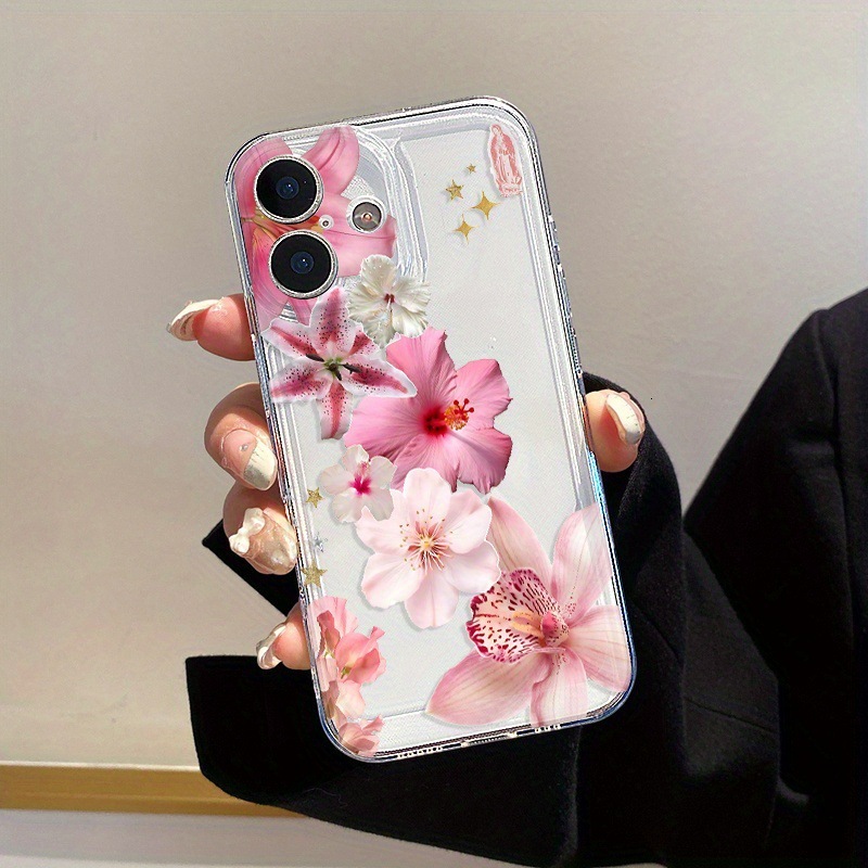 Suitable for Apple Pro Max phone 16 17 new model 15 precision hole space 7/8 soft case 11 flower lily