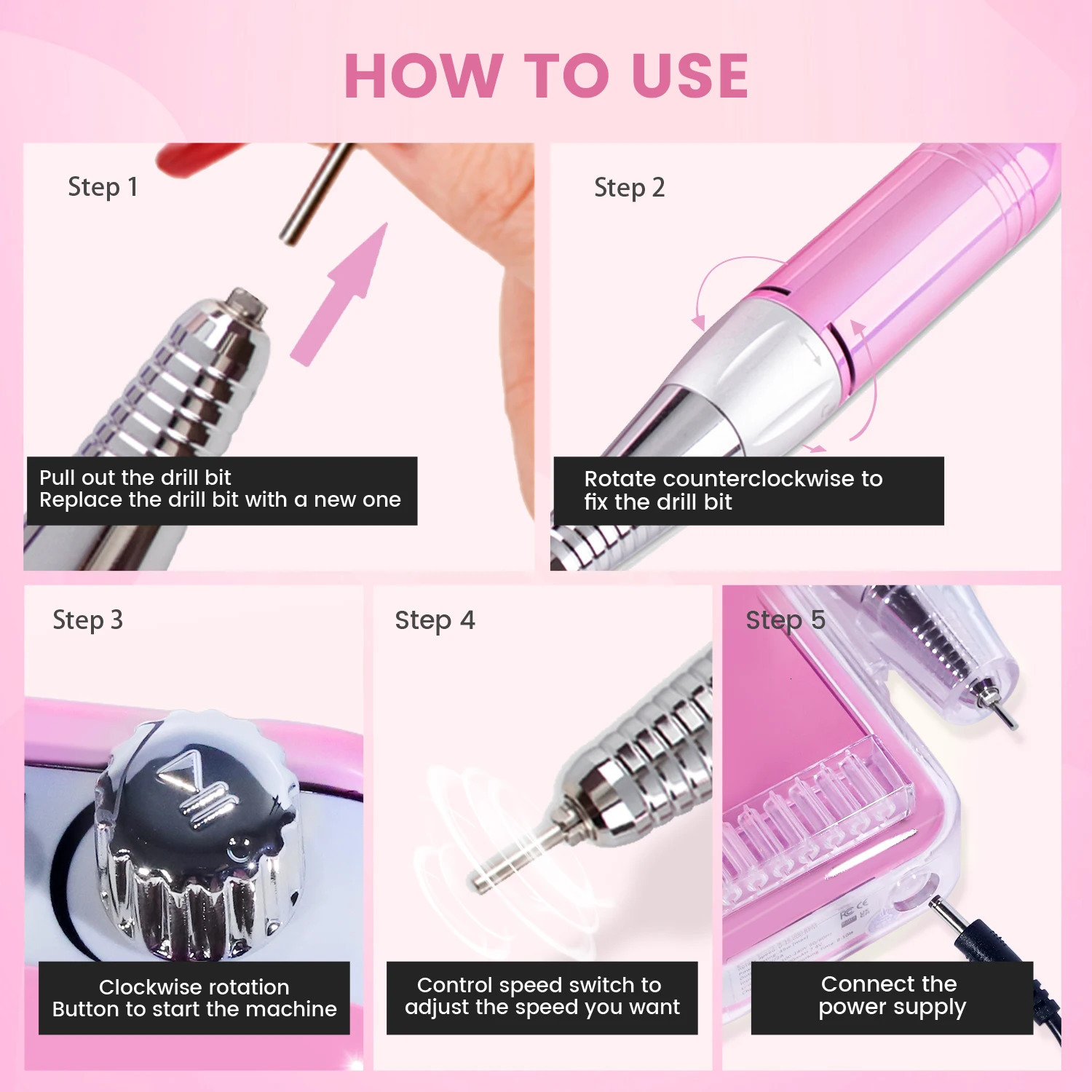 35000 RPM Professional Nail Drill Machine HeartShape Rechargeable Nail File Manicure Pedicure Polishing for Home Salon 260514 - view 3