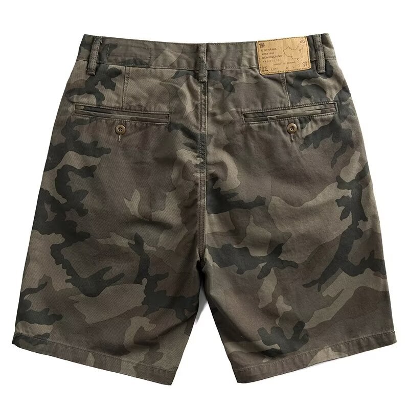 Men's Designer Camo Workwear Shorts Summer Casual Cotton Knee Length Shorts American Style Loose Fit Camouflage Printed Outdoor Shorts for Adults