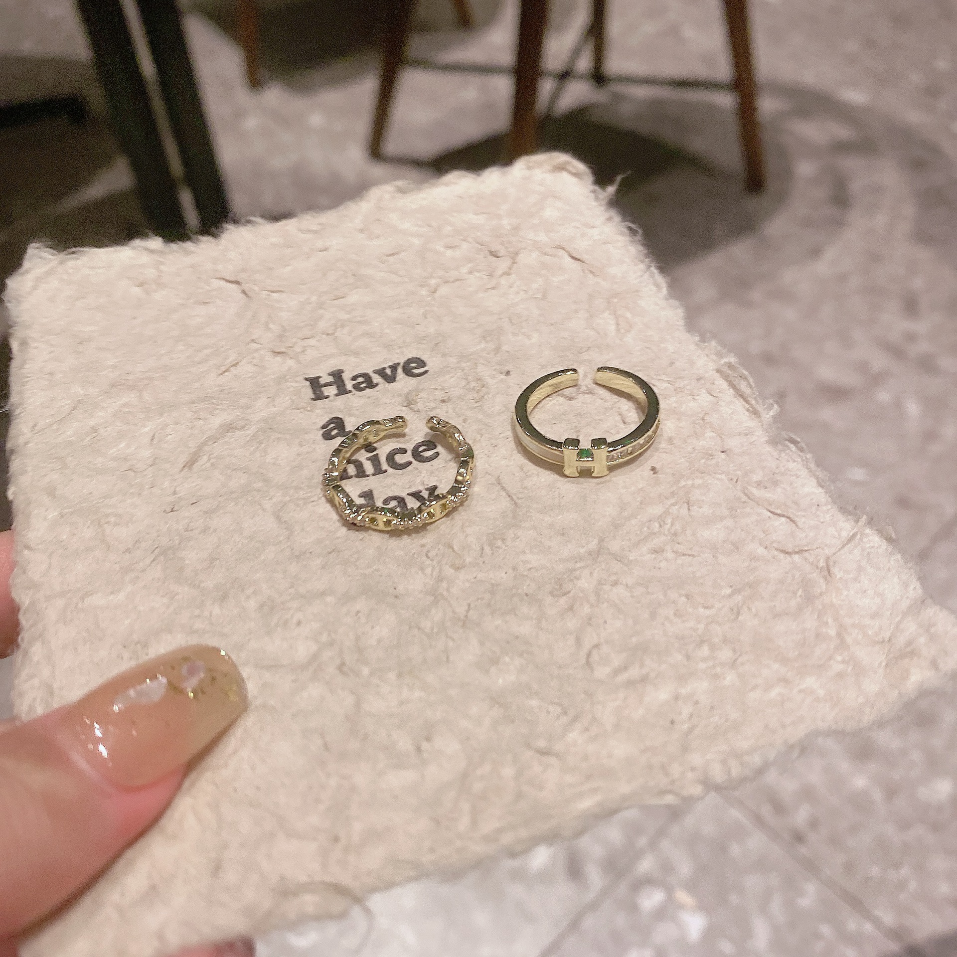 Jewelry Ring Cochon Lettre H avec Coquille Zircone Cubique Ajustable Empilable pour Usage Quotidien Cadeau Texture de Haute Trendy Stuff Letter Ring B