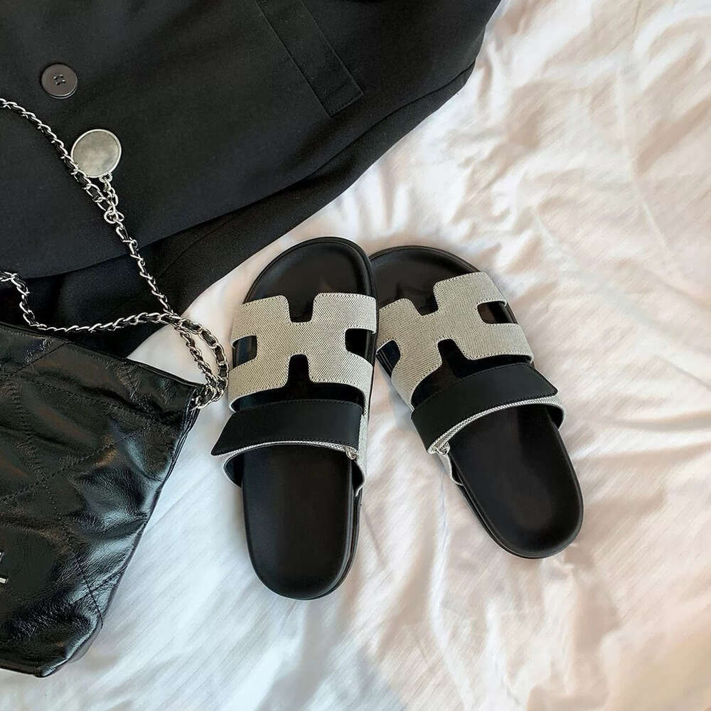 Sheepskin version~Super soft genuine leather Velcro casual thick-soled H-sandals women, suitable for outdoor wear in summer