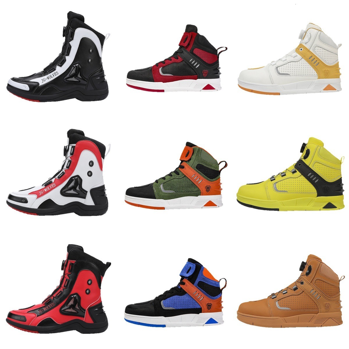 Mens Multicolor High Top Motorcycle Boots Breathable Protective Shoes For Riding And Outdoor Sports