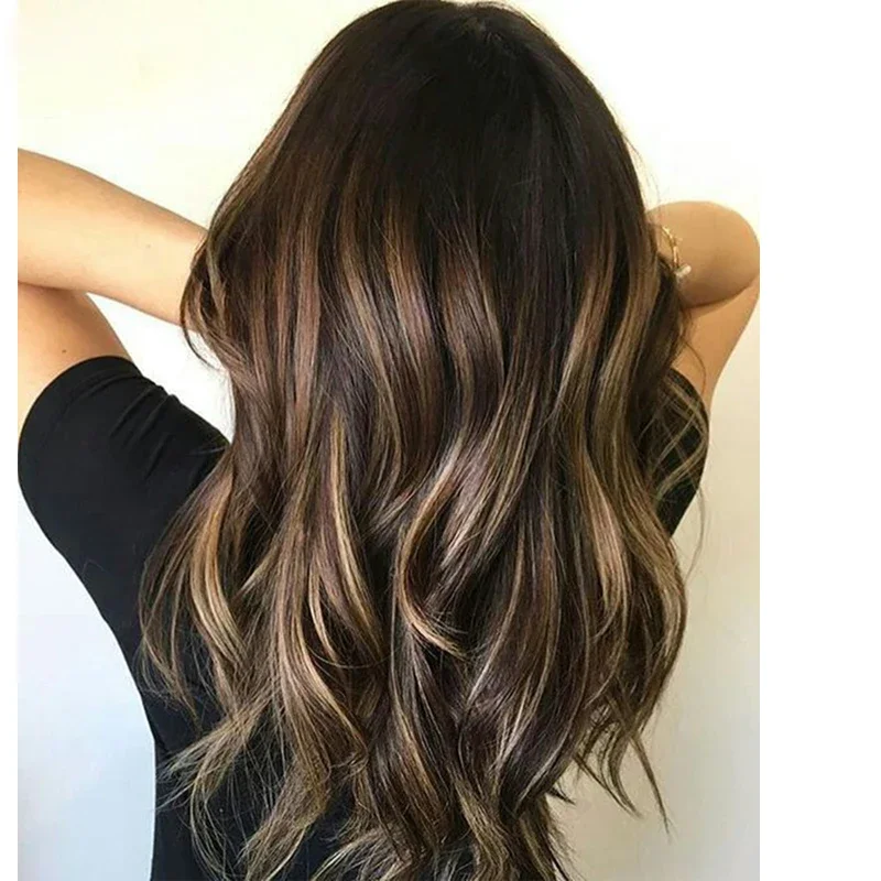 Stunning Natural Glueless well balayage Highlight Blonde Wave Lace front jewish european Human Hair Wig For Women BabyHair Preplucked loose wavy curl