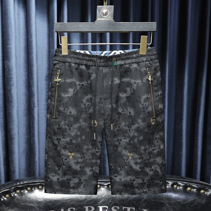 2026 Summer New Style High-Waisted Tie-Waist Wide-Leg Men's Shorts, European Solid Color Versatile Mid-Length Shorts