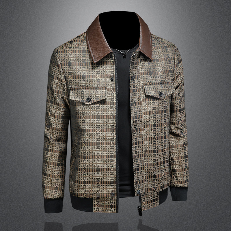 Men's Plaid Collar Jacket with Leather Collar, Old Money Style, 2026 Autumn/Winter New Arrival, Loose Casual Hooded Coat