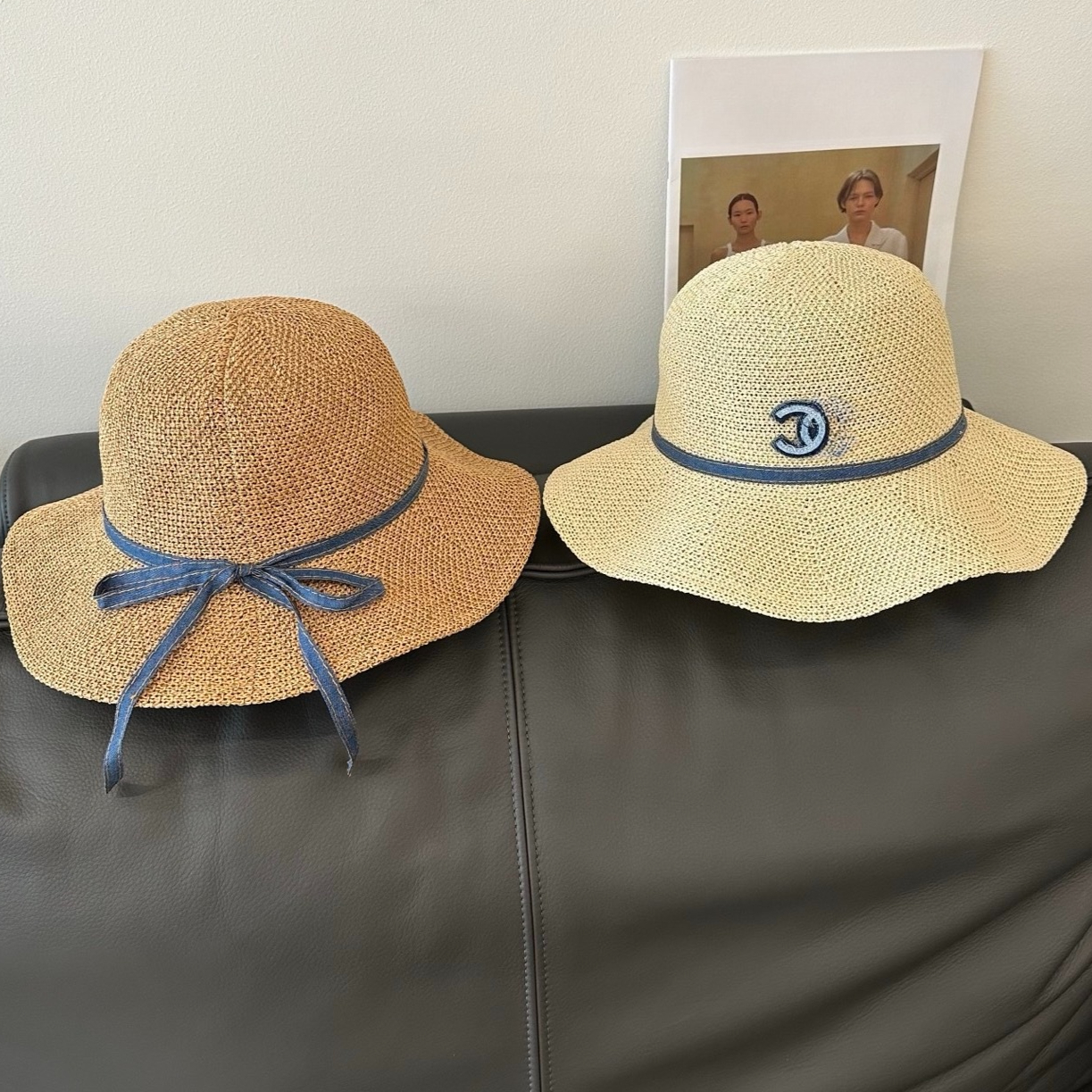 Designer Hat Women's Wide Brim Straw Sun Hat Beach Hat Spring Hat Embroidered Detail Dome Cap for Summer Beach Daily Wear