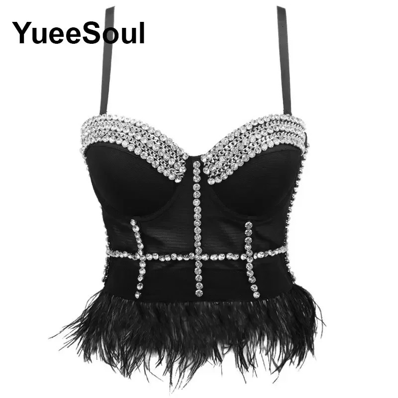 Black Crop Tops White Rhinestone Pearl Sequins Tassel Sleeveless Corset Top 2026 Gothic Harajuku Party Club Sexy Women Camis 260511 - view 5