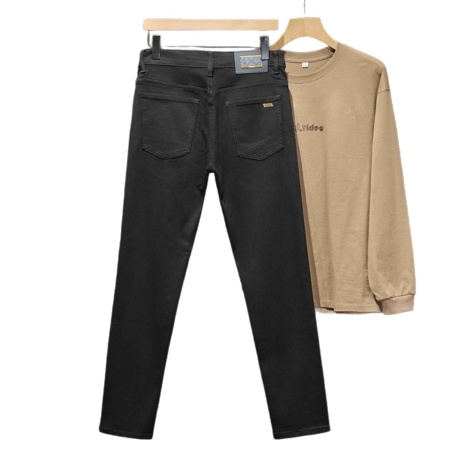 Luxury Designer Men Black Straight Leg Jeans Stretch Denim Pants Slim Fit Business Casual Brand Fashion Streetwear Soft Comfort Long Trousers