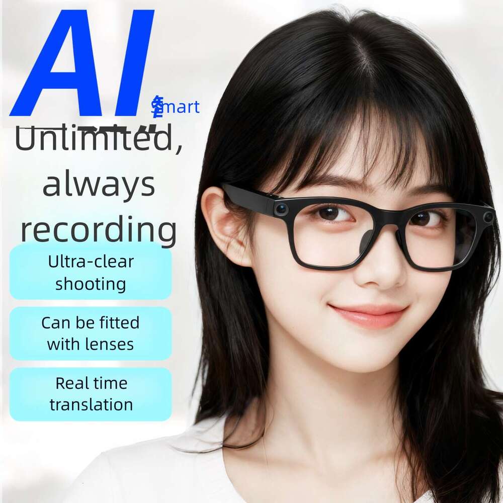 High Tech AI Smart Bluetooth Glasses Million Pixel Lens Photo Video Live Streaming Real Time Sync Multifunctional Black Technology Eyewear CKS