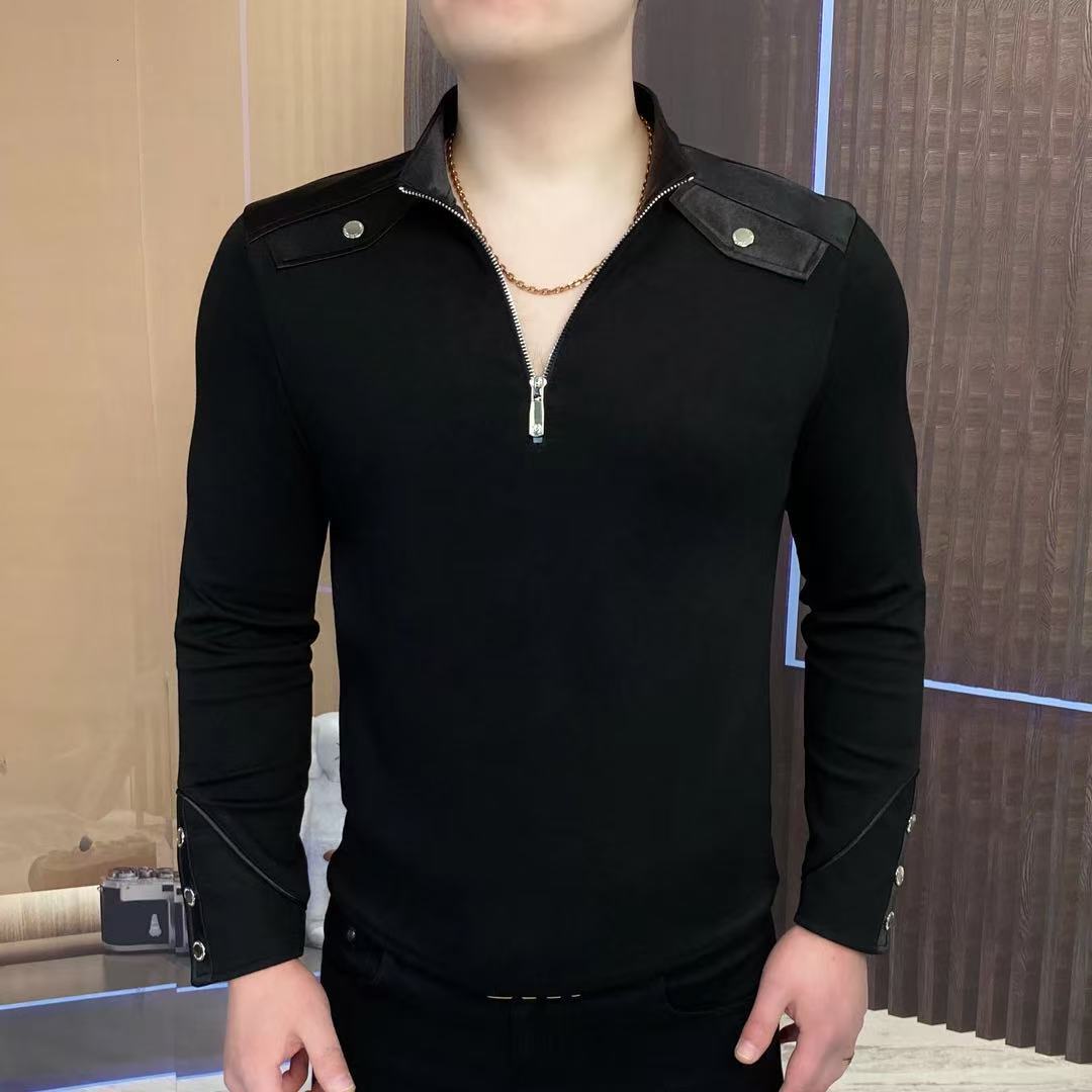 Designer Luxury Brand Loose Plus Men's Essential Long Sleeved Top Men's Street Sports Shirt T-shirt Autumn And Winter Button Grid Fashion El