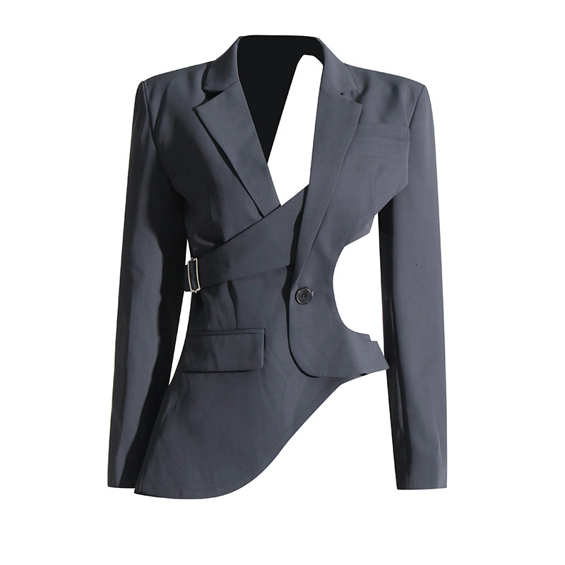 Designer Irregularly Structured 2026 New Model, Unique Style, Long Sleeve, Hollowed Out, High-End, Waist-Cinched Women's Blazer - view 6