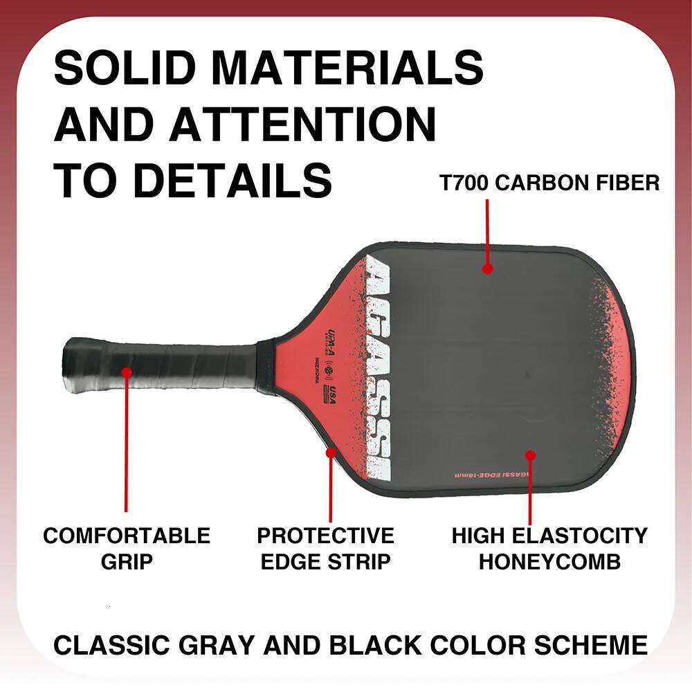 16MM Paddles Honeycomb Core Paddle T700 Carbon Fiber USA PA Approved Professional Pickleball Racket Sport 26L0514
