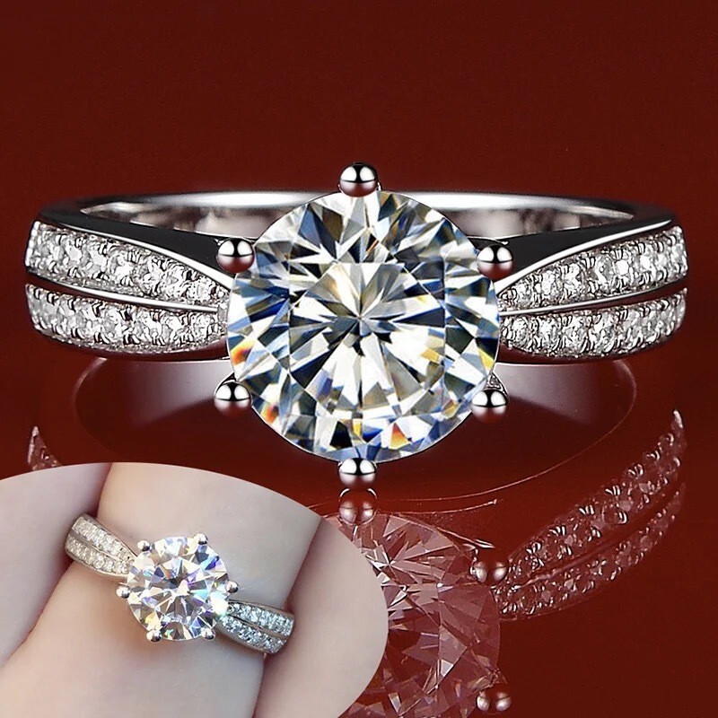 Direct Selling Various Styles Handmade 18K Solid Gold Romantic 1.0CT Round Diamonds Moissanite S925 Sterling SILVER Halo Women Wedding Rings Jewelry
