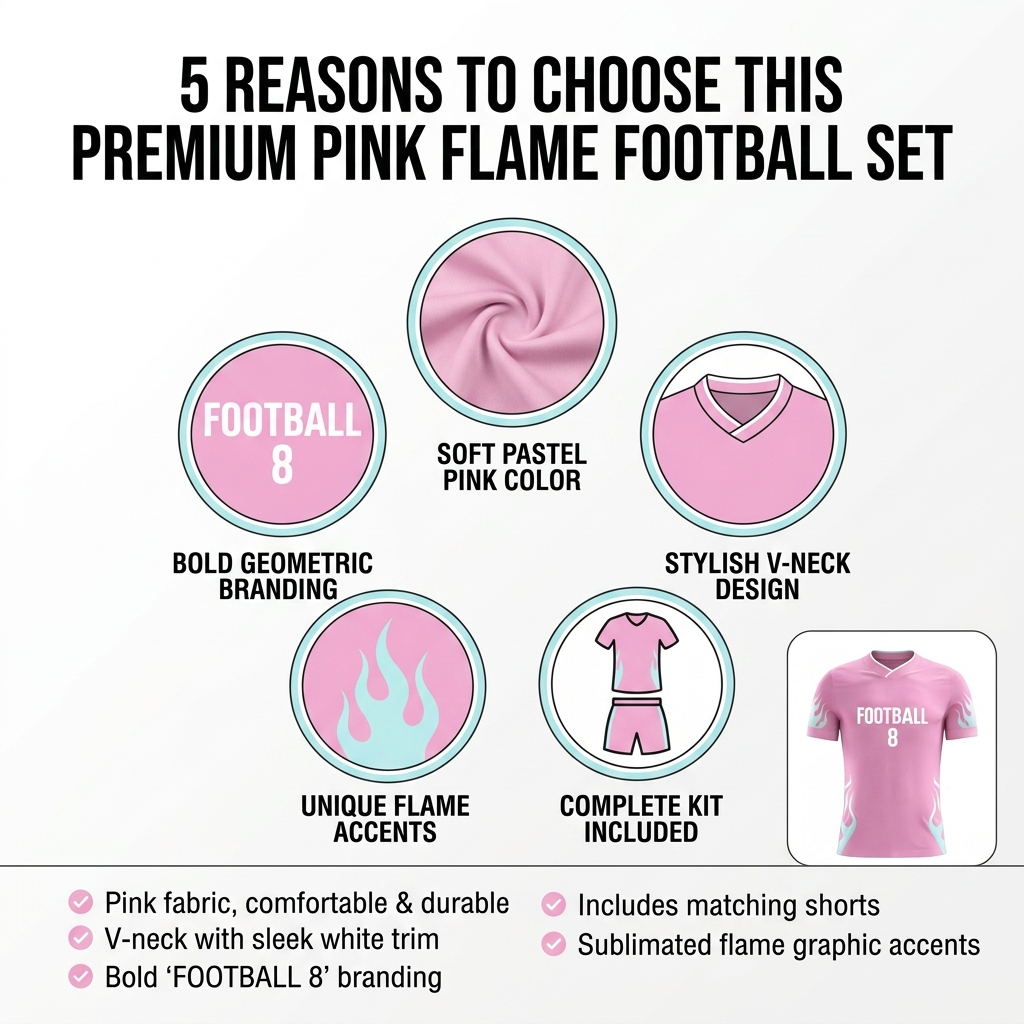 Custom Soccer Jersey Set Men Pink with Light Blue Flame Football Uniform with Shorts Personalized Name Number Breathable Quick Dry Kit - view 7
