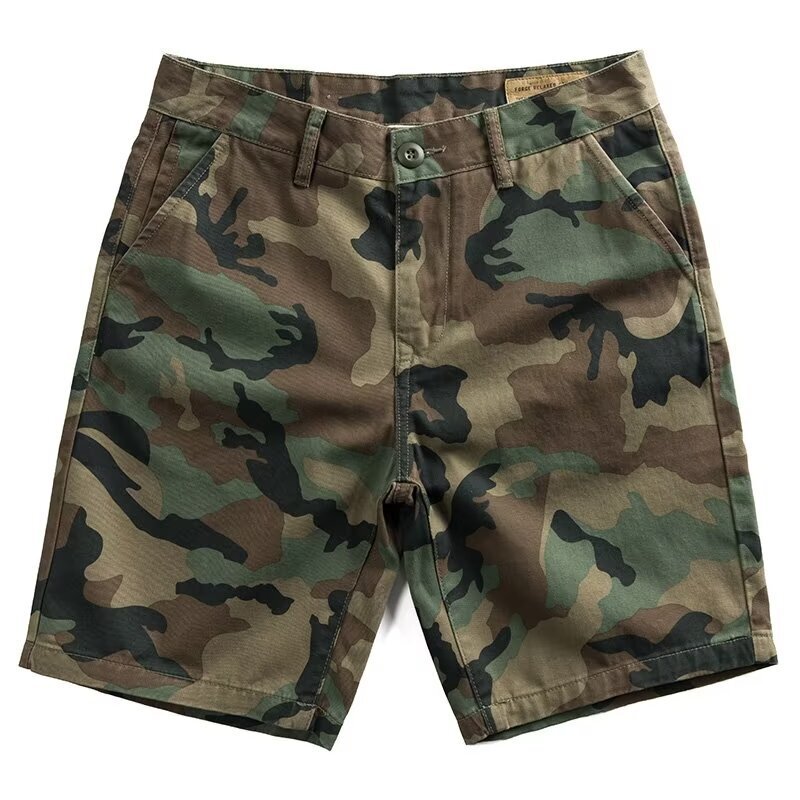 Men's Designer Camo Workwear Shorts Summer Casual Cotton Knee Length Shorts American Style Loose Fit Camouflage Printed Outdoor Shorts for Adults