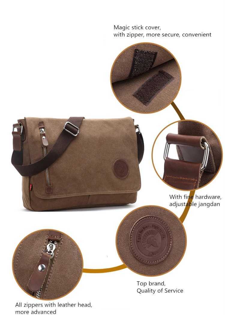 Augur Top quality Canvas Leather Crossbody Bag Men Military Army Vintage Messenger Bags Shoulder Bag Casual Travel school Bags H260514