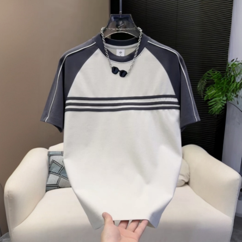Summer Designer T-shirt High-end Luxury Short Sleeved Loose T-shirt Men's Casual Half Sleeved Clothing Striped Pattern Short Sleeved Tee
