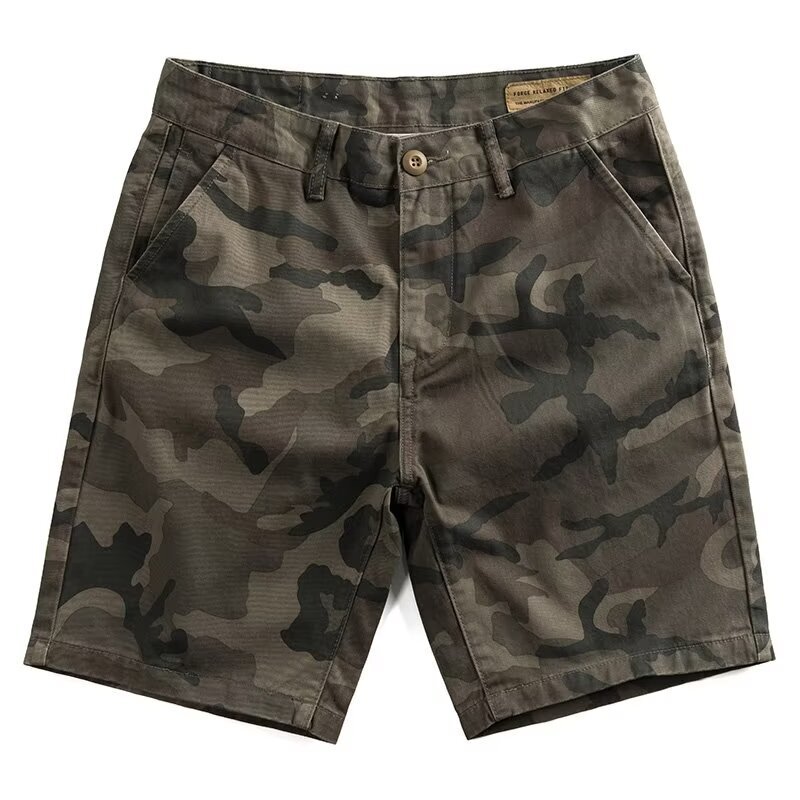 Men's Designer Camo Workwear Shorts Summer Casual Cotton Knee Length Shorts American Style Loose Fit Camouflage Printed Outdoor Shorts for Adults