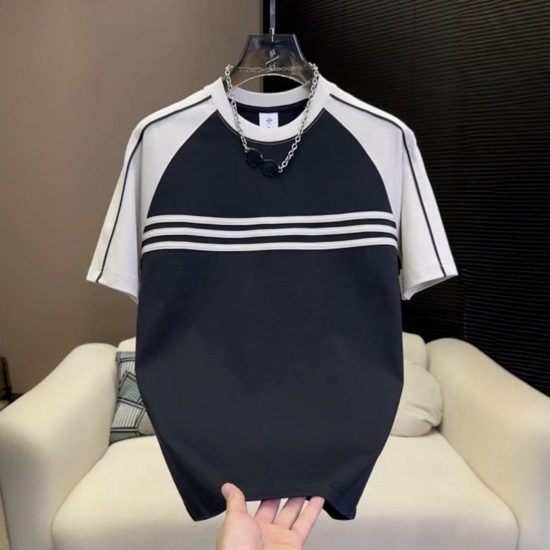 Summer Designer T-shirt High-end Luxury Short Sleeved Loose T-shirt Men's Casual Half Sleeved Clothing Striped Pattern Short Sleeved Tee