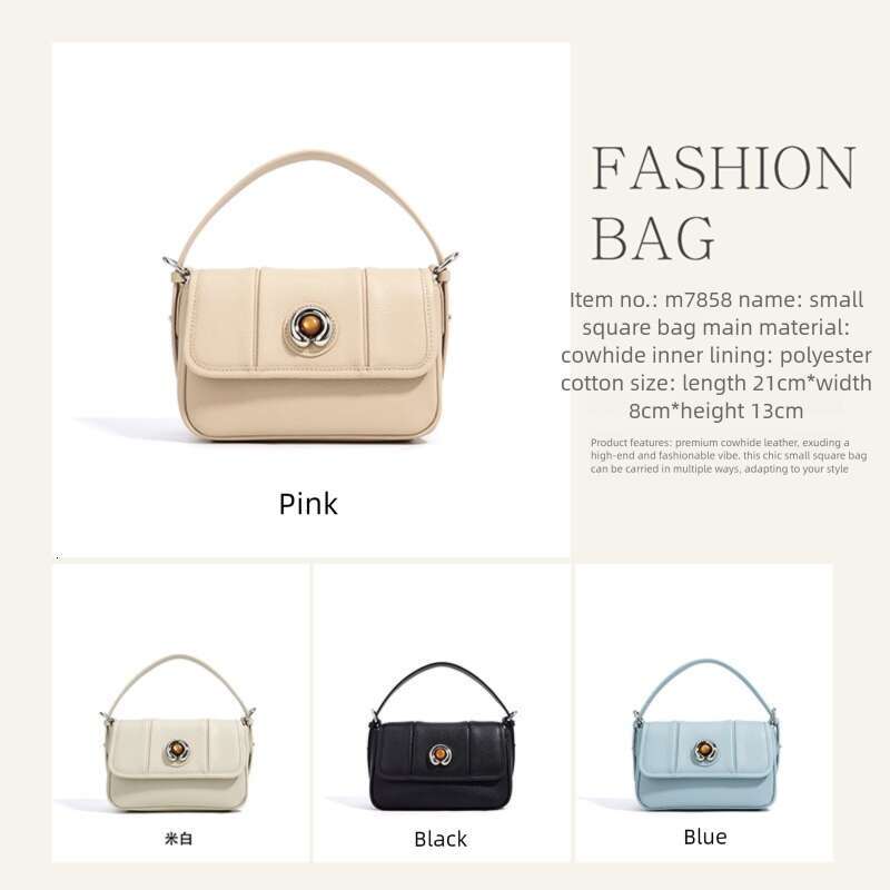 Niche Luxury Lychee Pattern Small Square Bag Pearl Clasp Underarm Bag Single Shoulder Crossbody High End Elegant Daily Commuter Wholesale Women Handba