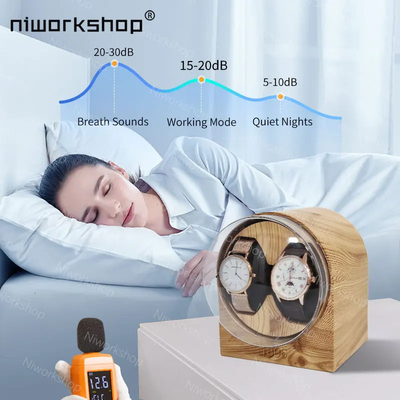 1pc Niworkshop Automatic Watch Winder 2 Slots Watch Storage Case with Quiet Motor Soft Pillows for Mens And Womens Watches 260514 - view 4