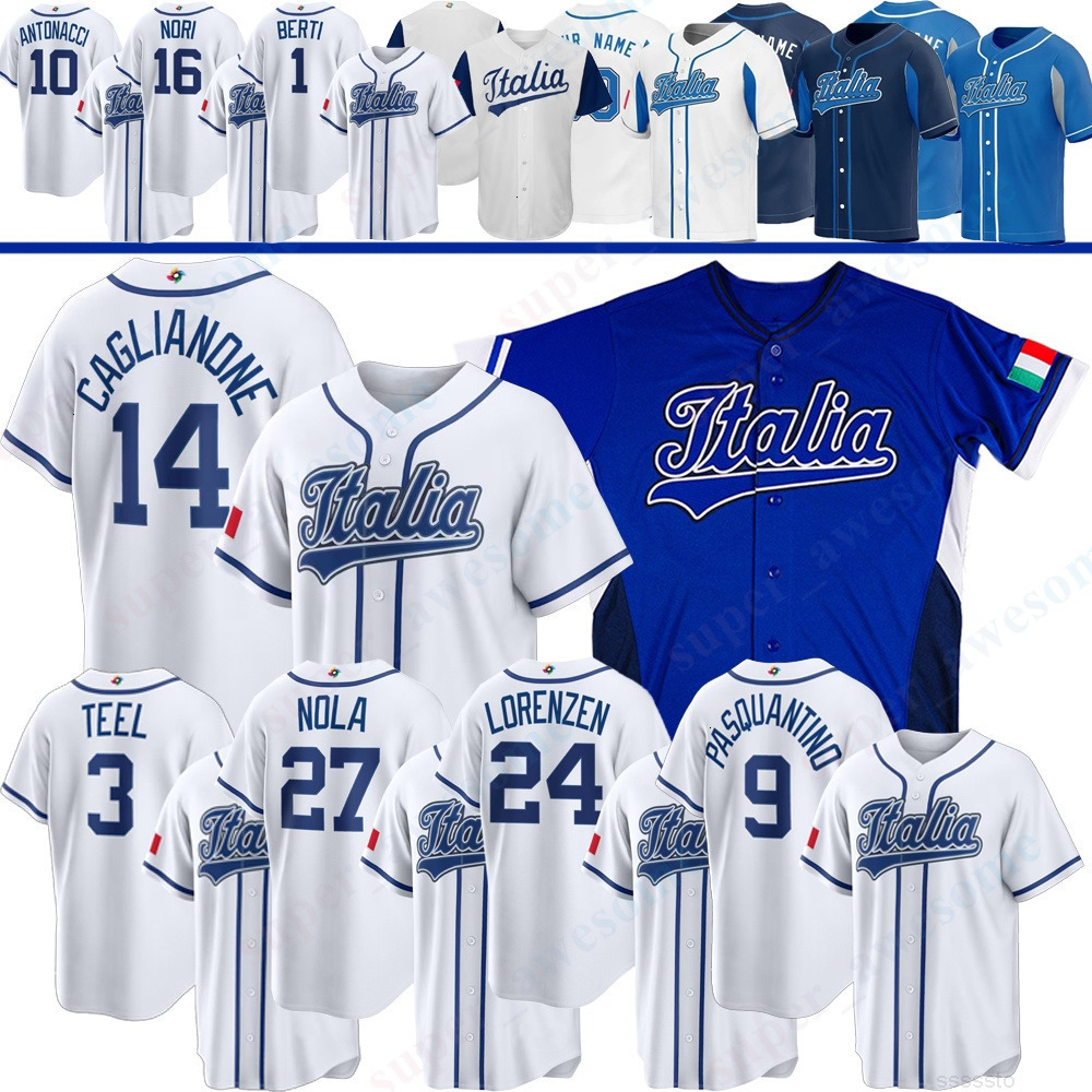 Italy Baseball 2026 World Baseball Classic Jersey Vinnie Pasquantino Dante Nori Sam Antonacci Jon Berti Jac Caglianone Kyle Teel Aaron Nola Michael Lo