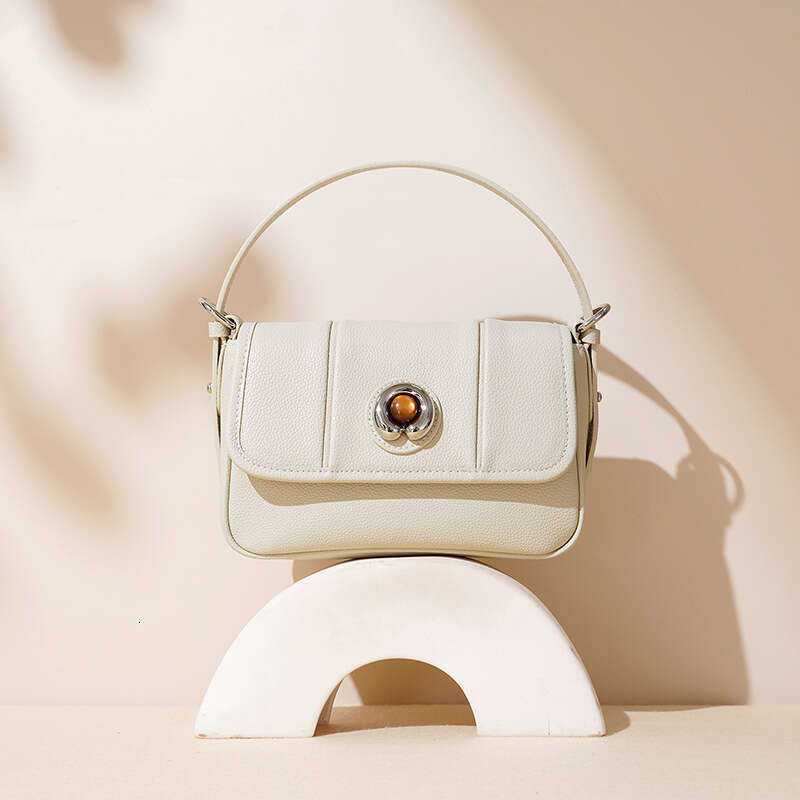Niche Luxury Lychee Pattern Small Square Bag Pearl Clasp Underarm Bag Single Shoulder Crossbody High End Elegant Daily Commuter Wholesale Women Handba