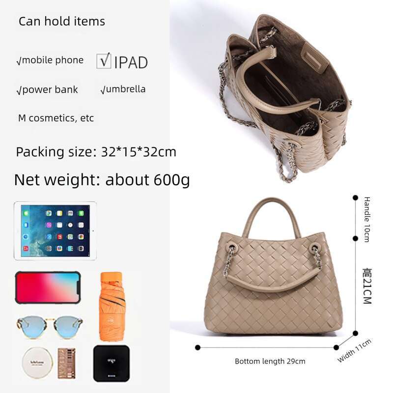 Niche Luxury Genuine Leather Handwoven Shoulder Bag Large Capacity High End Office Commuter Cross Border Daily Travel Women Handbag SENYY