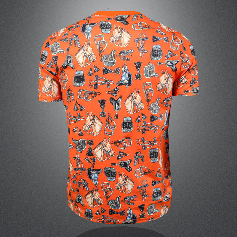European high-end designer clothing, summer trendy round-neck short-sleeve, light luxury versatile stylish men's T-shirt
