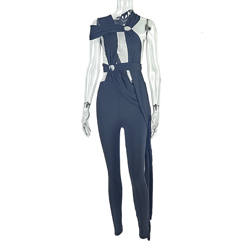 Weird Puss Hollow Bandage Jumpsuit Women Sexy Summer Sleeveless Backless Irregular Ribbon Midnight Clubwear Workout Overalls 250828