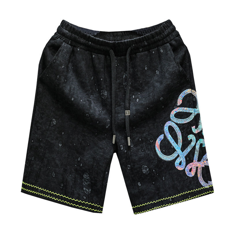 2026 Summer New Men's High-End Shorts European Style Lace-Up Embroidered Casual Mid-Length Pants Hot-Selling Stock