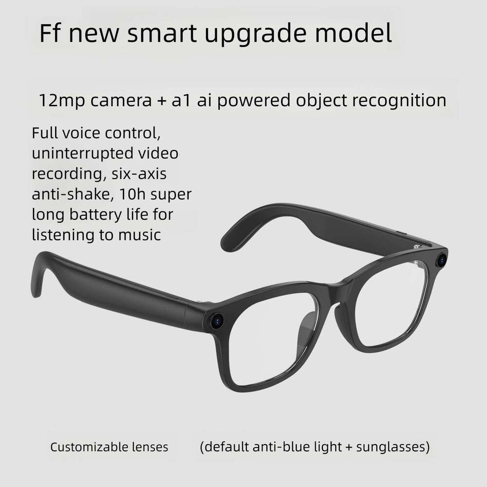 High Tech AI Smart Bluetooth Glasses Million Pixel Lens Photo Video Live Streaming Real Time Sync Multifunctional Black Technology Eyewear CKS