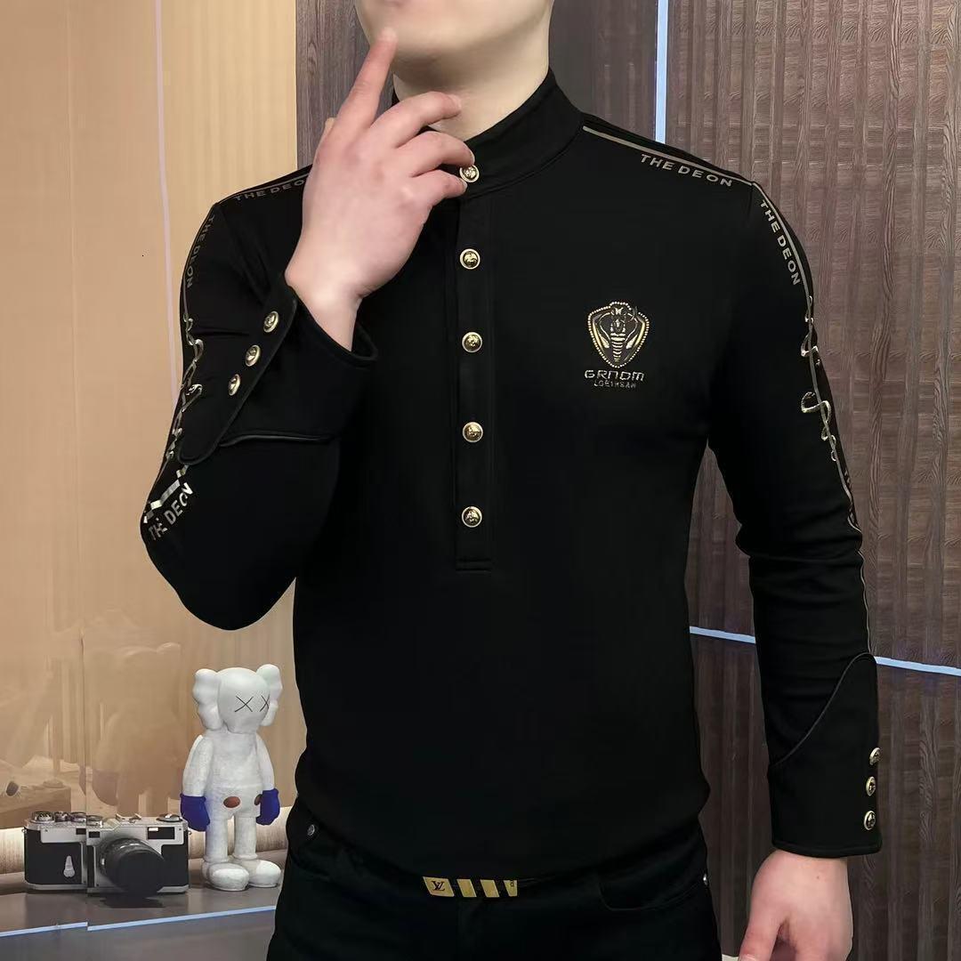 Designer Luxury Brand Loose Plus Men's Essential Long Sleeved Top Men's Street Sports Shirt T-shirt Autumn And Winter Button Grid Fashion El