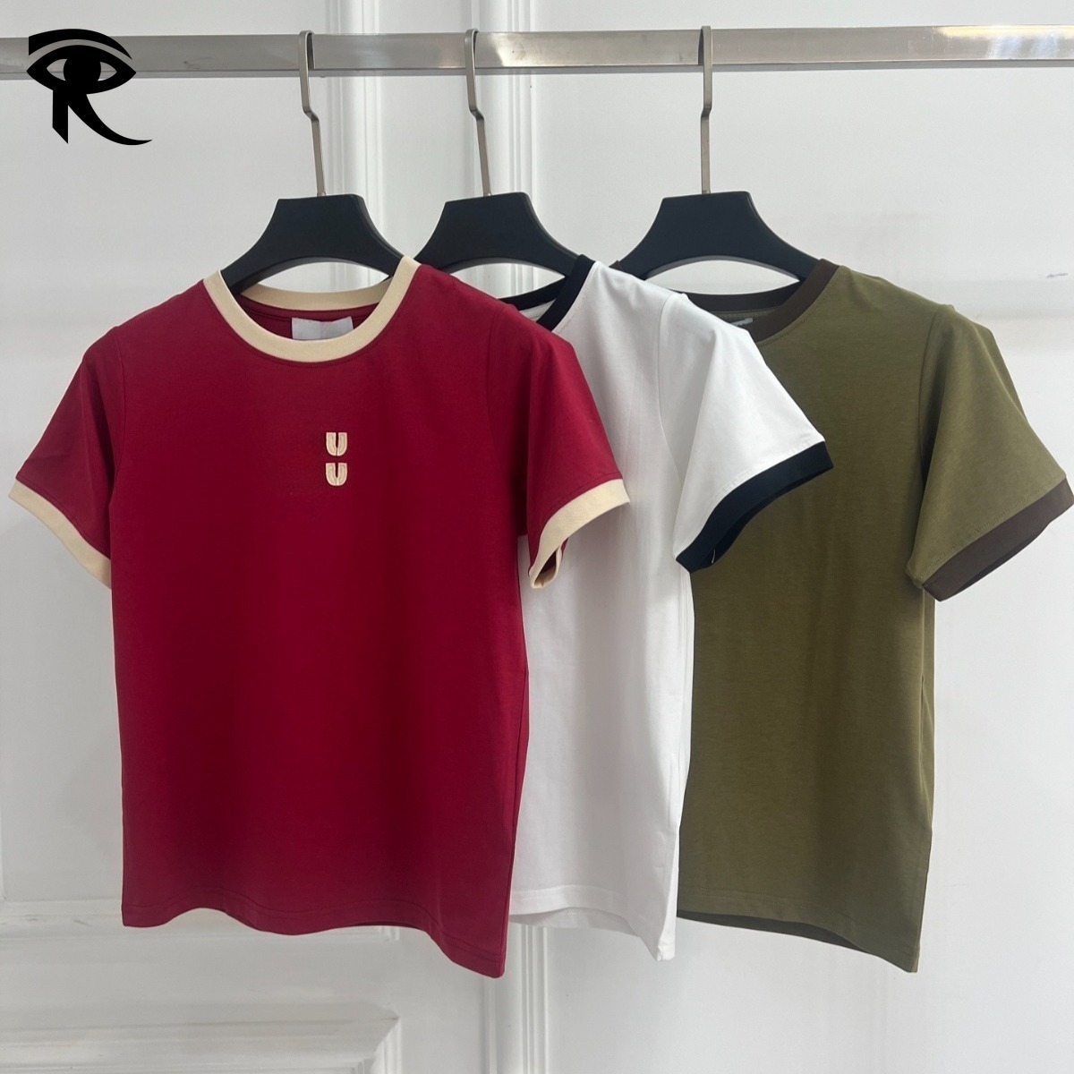 Y2K Pure Cotton Color Block T-Shirt Versatile Top Celebrity Inspired Sweet Printed T-Shirt Elegant Knit Top Women Streetwear Original Fashion Designer