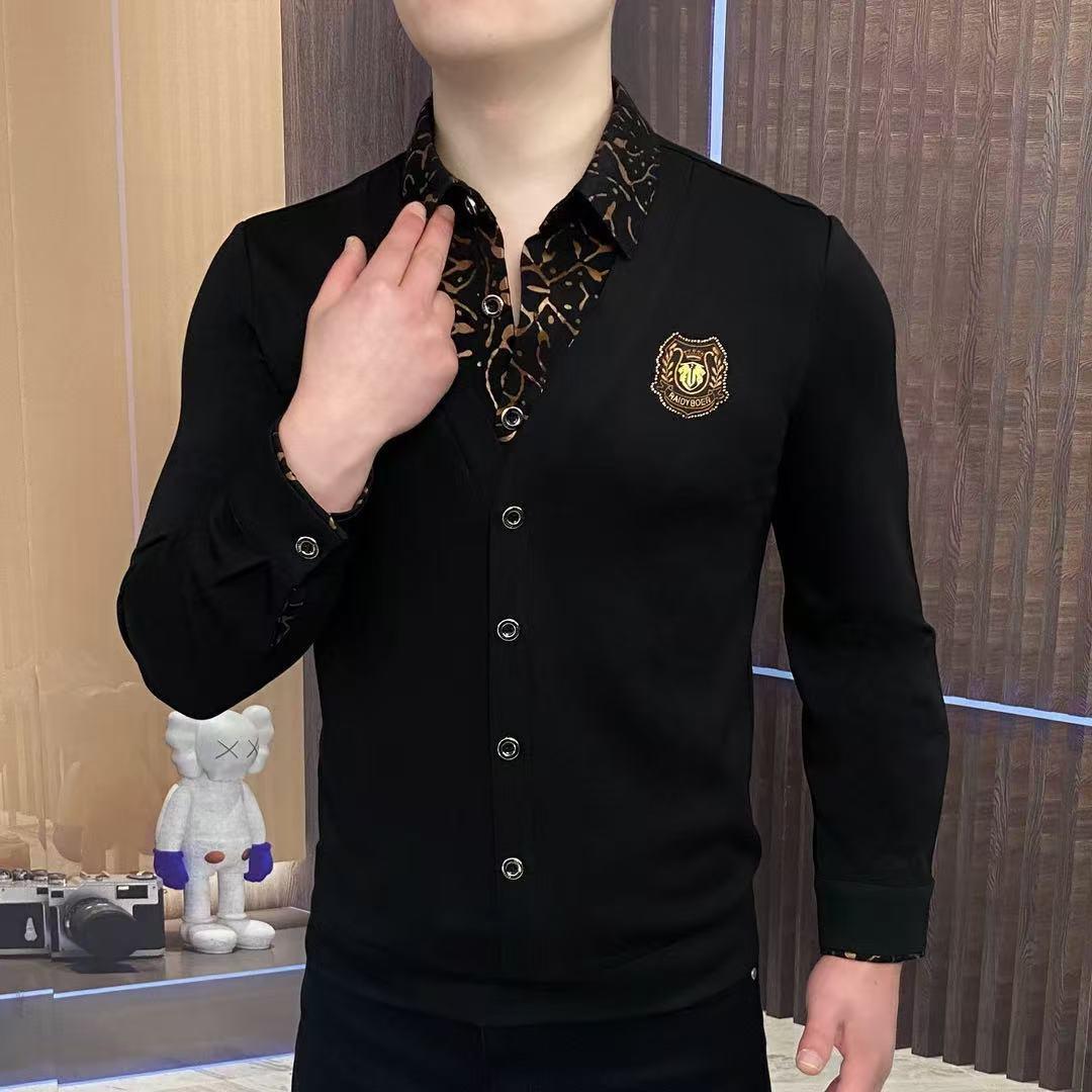 Designer Luxury Brand Loose Plus Men's Essential Long Sleeved Top Men's Street Sports Shirt T-shirt Autumn And Winter Button Grid Fashion El