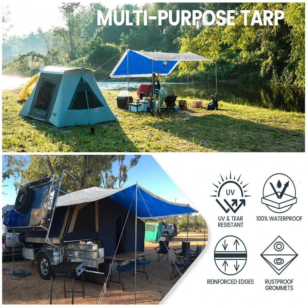 Waterproof Tarpaulin Large Heavy Duty Tarp UV Resistant Rip Tear Proof Tarpaulin with Grommets Garden Rain Cover Awning Canopy 260512 - view 4
