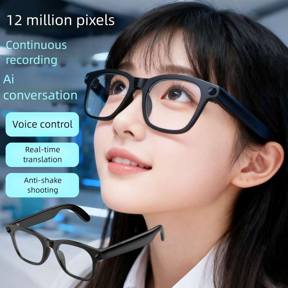 High Tech AI Smart Bluetooth Glasses Million Pixel Lens Photo Video Live Streaming Real Time Sync Multifunctional Black Technology Eyewear CKS
