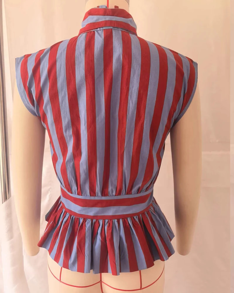 Womens Shirt 2026 Spring Summer Bowknot Sleeveless Striped for Women Casual Chic Personality Female 260513