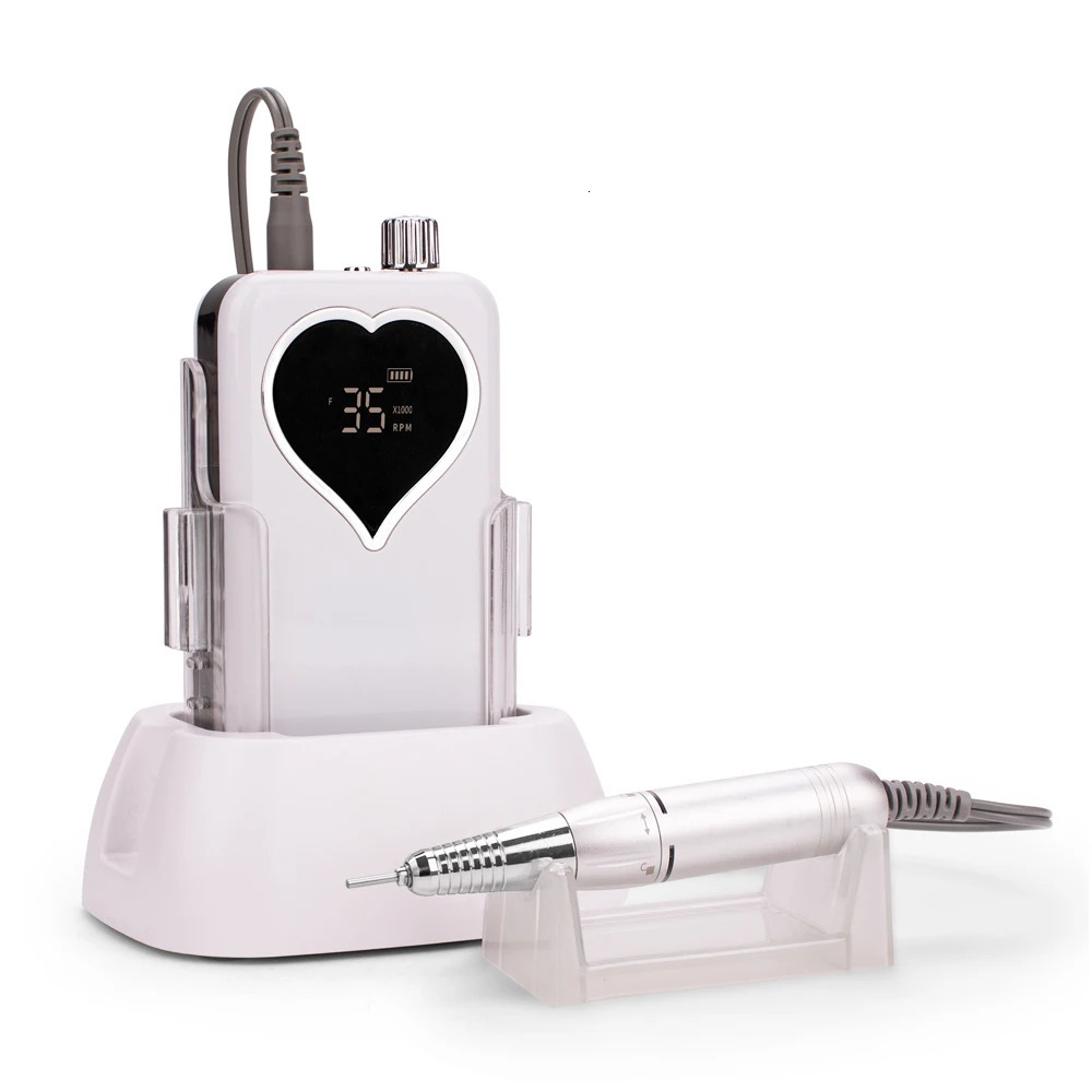 35000 RPM Professional Nail Drill Machine HeartShape Rechargeable Nail File Manicure Pedicure Polishing for Home Salon 260514