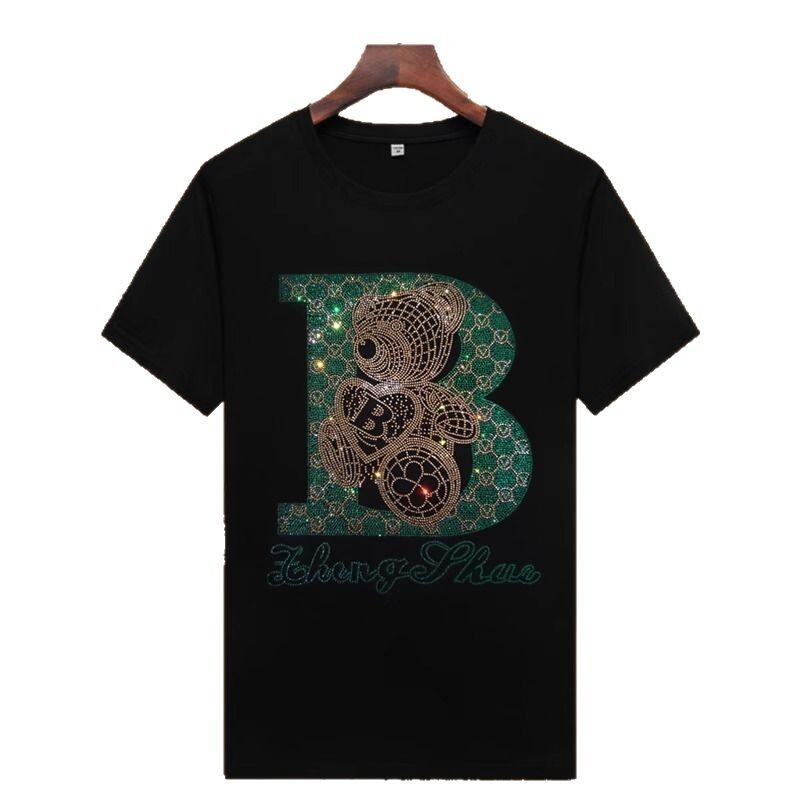 Designer T Shirt Summer Modal Rhinestone Short Sleeve T Shirt For Young Men Plus Size Trendy Half Sleeve Tee Letter Graphic Shorts Sleeve