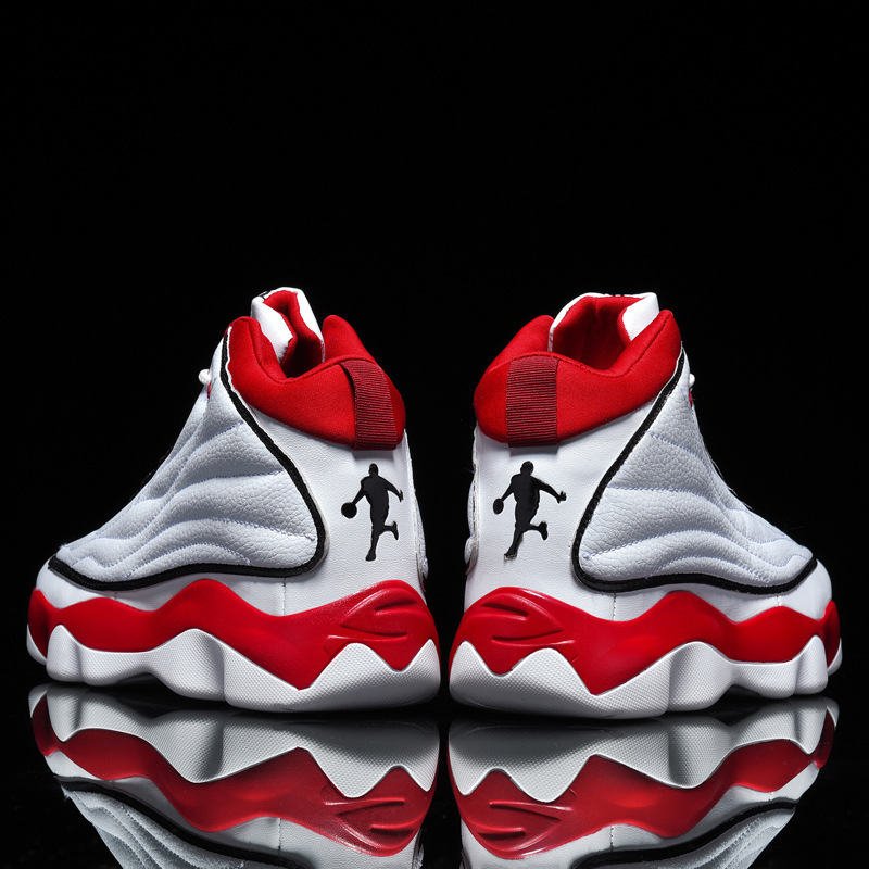 Mens White Navy High Top Basketball Fashion Gifts Shoes Shock Absorption Training Sneakers - view 6