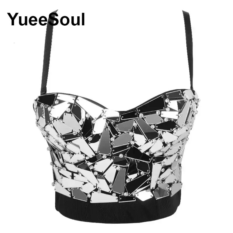 Black Crop Tops White Rhinestone Pearl Sequins Tassel Sleeveless Corset Top 2026 Gothic Harajuku Party Club Sexy Women Camis 260511 - view 4