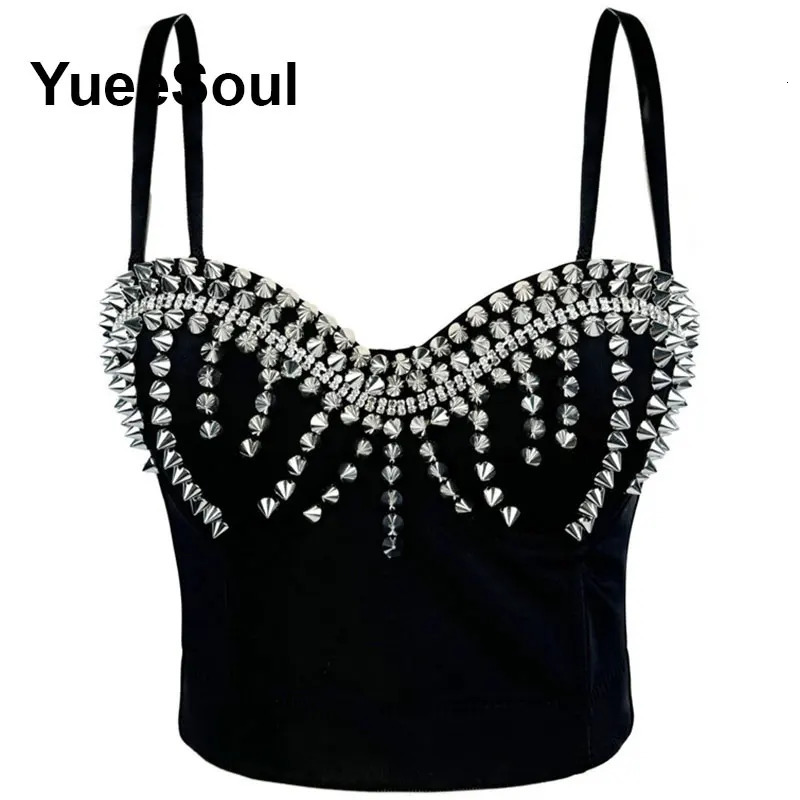 Black Crop Tops White Rhinestone Pearl Sequins Tassel Sleeveless Corset Top 2026 Gothic Harajuku Party Club Sexy Women Camis 260511 - view 7