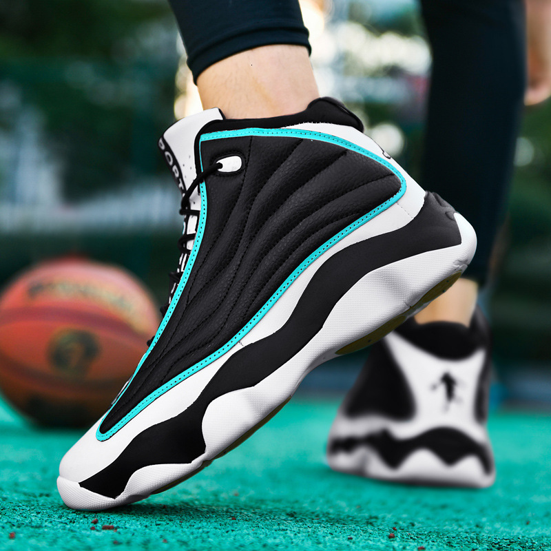 Mens White Navy High Top Basketball Fashion Gifts Shoes Shock Absorption Training Sneakers - view 5