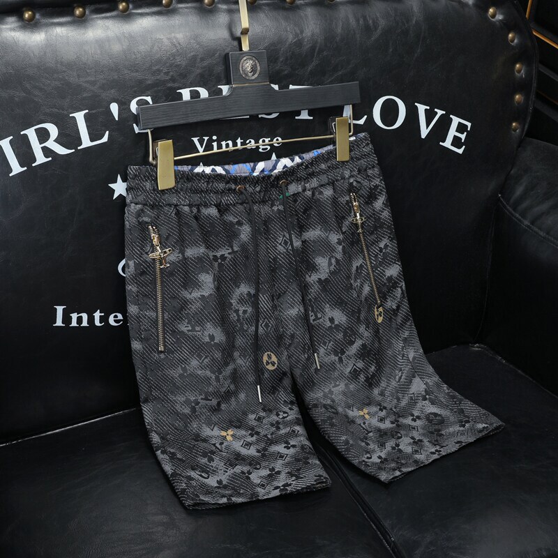 2026 Summer New Style High-Waisted Tie-Waist Wide-Leg Men's Shorts, European Solid Color Versatile Mid-Length Shorts